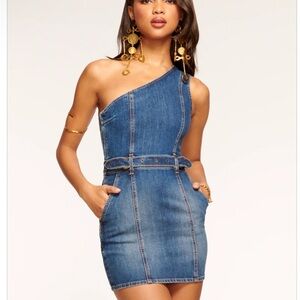 Ramy Brook Barbie Asymmetrical Denim Mini Dress Size 31 NWT
